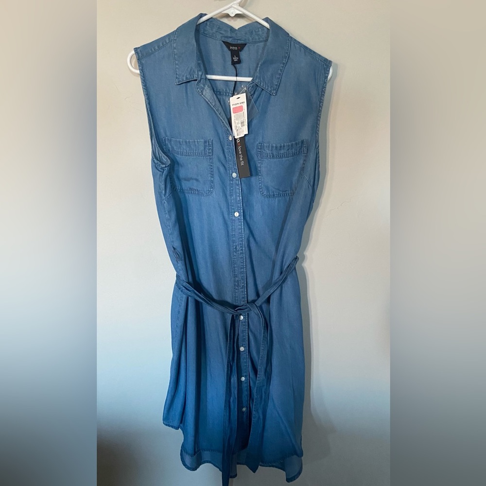 Intro Sleeveless Denim Chambray Dress Size L